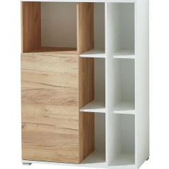 Aktenschrank Lionel mit offenen Fächern und Push-to-open Technik 85 x 120 x 40 cm weiß/Navarra-Eiche-Nachbildung