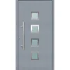 Aluminium Sicherheits-Haustür Mailand Superior 60 mm grau 100 x 210 cm Anschlag links inkl Griffset