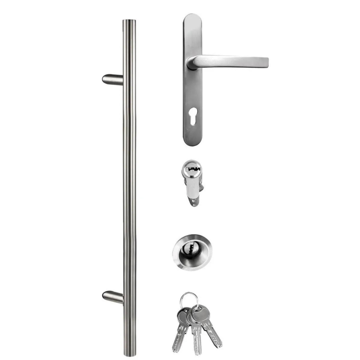 Aluminium Sicherheits-Haustür Cagliari Superior 60 mm weiß 100 x 210 cm Anschlag rechts inkl Griffset^ Clearance