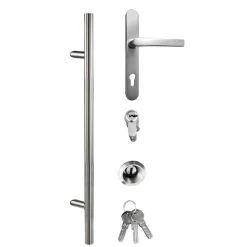 Aluminium Sicherheits-Haustür Brescia Superior 60 mm grau 100 x 210 cm Anschlag links inkl Griffset