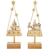 Aufsteller Winterlandschaft mit LED aus Holz natur gold 2 f. 12 x 34 x 6 cm