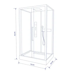 Komplettdusche Urban 2 Rectangle 90 x 115 x 215 cm*Aurlane Outlet