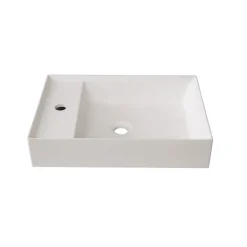 BADMOBIL Gussmarmor-Waschtisch LINUS 50 x 11 x 35 cm Hahnloch links oder rechts weiß-matt