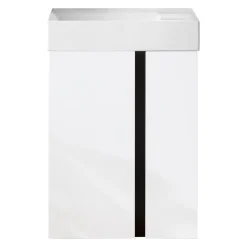 BADMOBIL Waschtischunterschrank LINUS 49 x 63 x 34,5 cm 2 Türen grifflos weiß mit schwarzer Dekorleiste^ Best