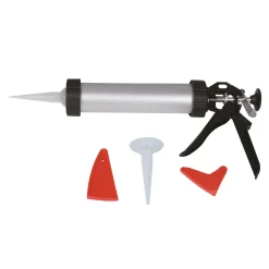 Auspresspistole Aluminium mit Tüllen und Fugenglätter*Basic New
