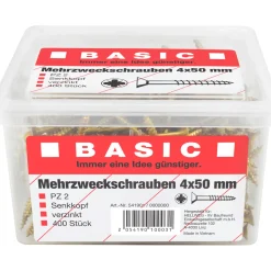 Mehrzweckschraube 4,0 x 50 mm 400 Stück im Eimer^Basic Discount