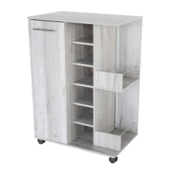 Weinregal mit feststellbaren Rollen grau marmoriert 37 x 60 x 82 cm^Better Home Clearance