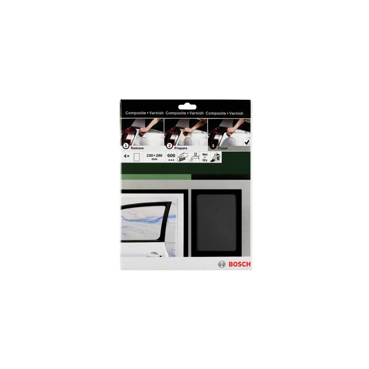 Handschleifpapier K600 230 x 280 mm schwarz*Bosch Hot