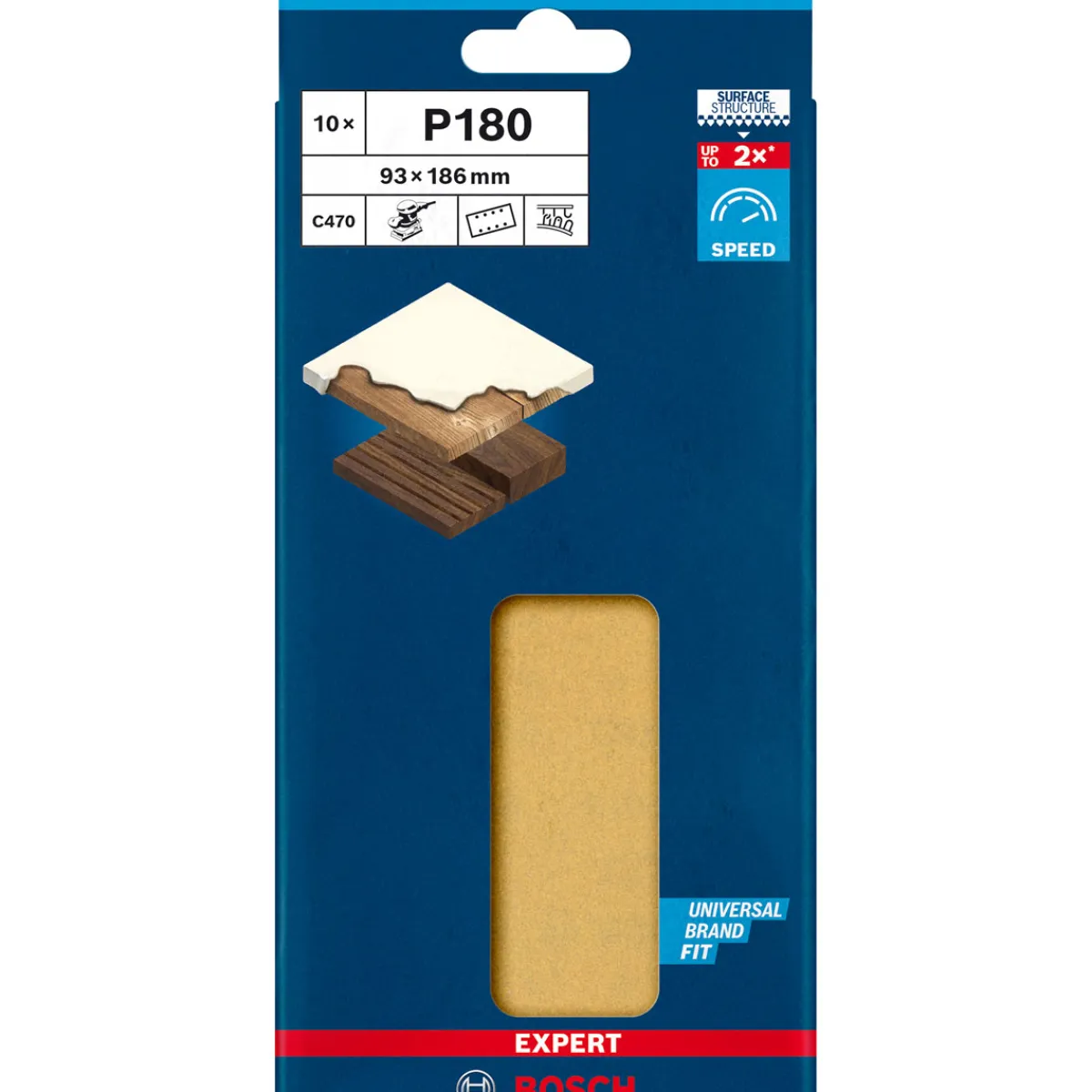 Bosch Professional Expert C470 Schleifpapier mit 8 Löchern für Schwingschleifer 93 x 186 mm G 180 10- teilig