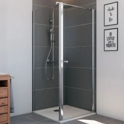 Breuer Drehtür Elana 6 für Seitenwand Anschlag rechts alu chromeffekt Klarglas 900 mm