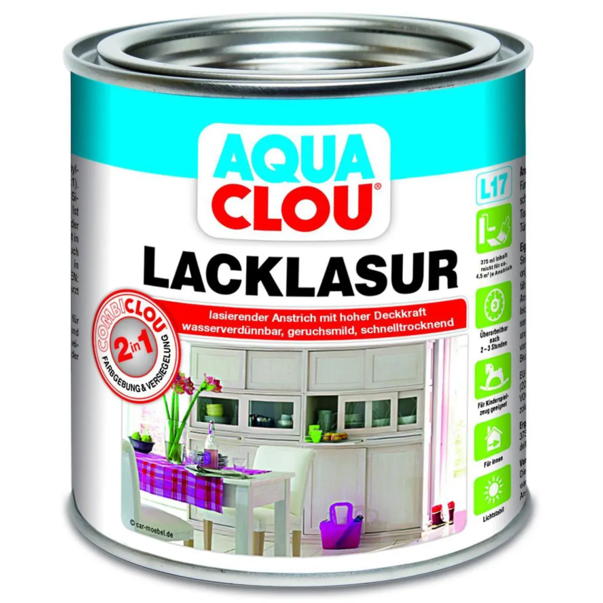 Clou L17 Aqua Lacklasur Weiß 375 ml* Sale