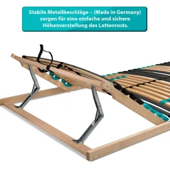 Coemo 7-Zonen Lattenrost DRÖMSON 28 Federleisten Kopfteil verstellbar 120 x 200 cm