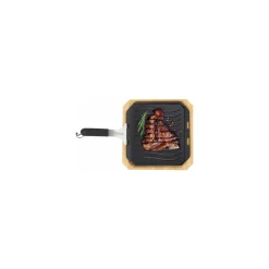 Steakpfanne gusseiserne Pfanne mit Servierbrett 33 x 33 cm wendbare mit glattern/gerilltem Boden^COZZE Sale