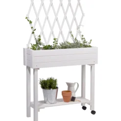 Hochbeet mit Rankhilfe rollbar 79 x 130 x 28,5 cm weiß*dobar Hot
