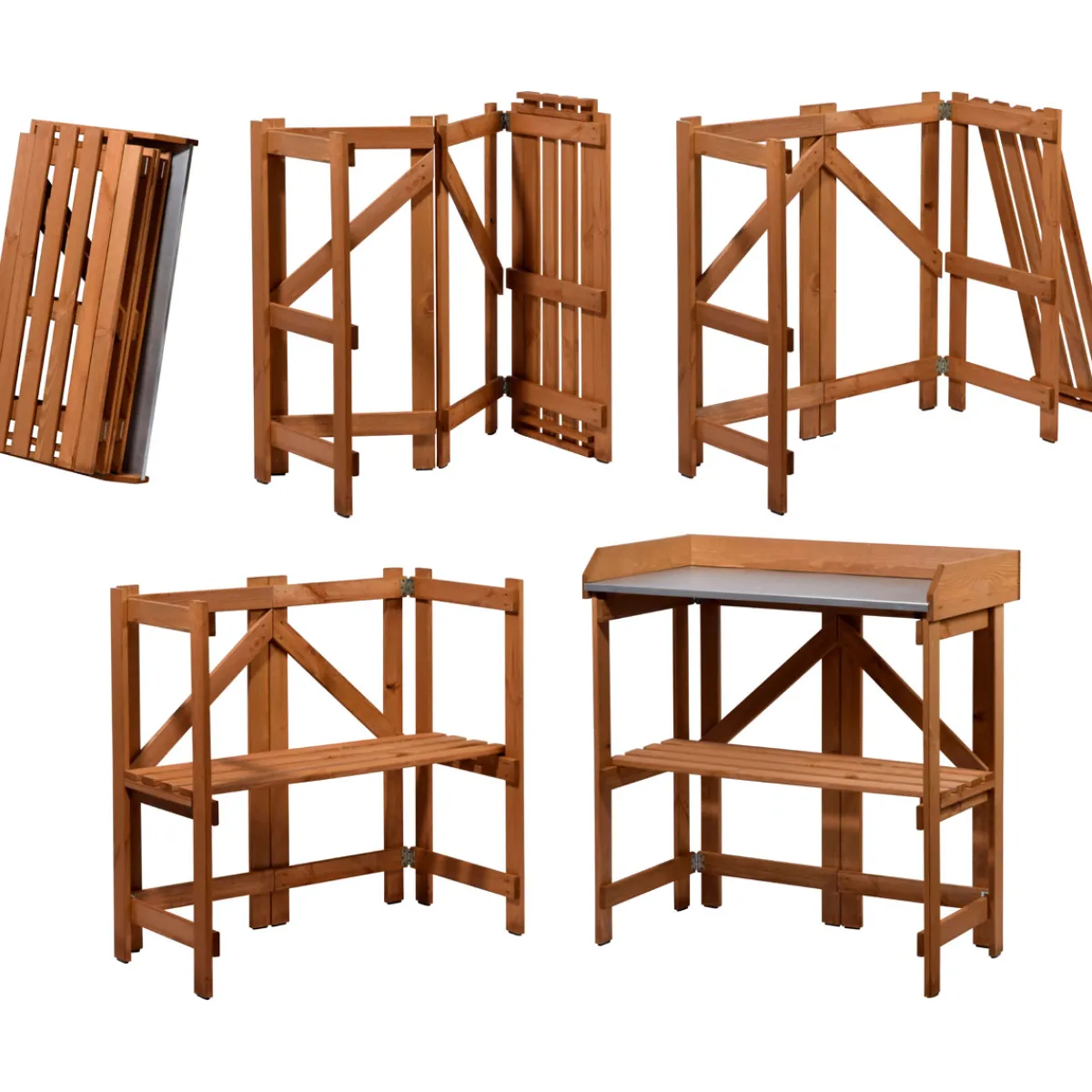 dobar Pflanztisch klappbar 85 x 89 x 44 cm braun