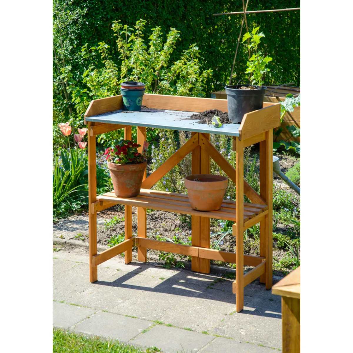 dobar Pflanztisch klappbar 85 x 89 x 44 cm braun