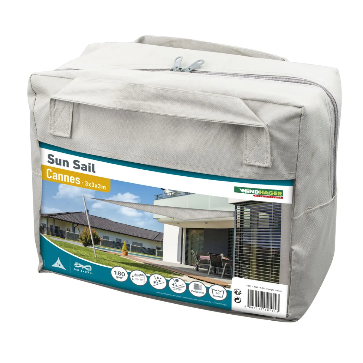 Dreieck-Segel Cannes 3 x 3 x 3 m grey
