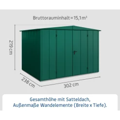 Gerätehaus Elegant-STyp 3RAL6005 2 flg^EcoStar Clearance