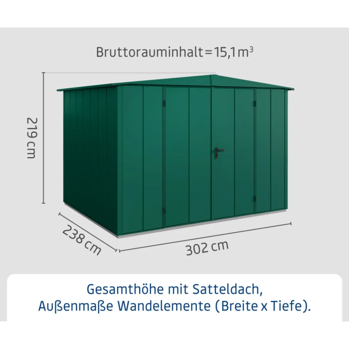 Gerätehaus Elegant-STyp 3RAL6005 2 flg^EcoStar Clearance