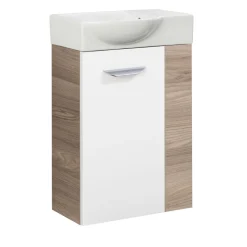 Fackelmann Gäste-WC Waschtischunterschrank links SBC 440 x 600 x 243 mm Steinesche/Weiß