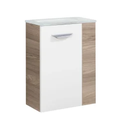 Fackelmann Gäste-WC Waschtischunterschrank links SBC 440 x 600 x 243 mm Steinesche/Weiß