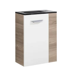 Fackelmann Gäste-WC Waschtischunterschrank links SBC 440 x 600 x 243 mm Steinesche/Weiß