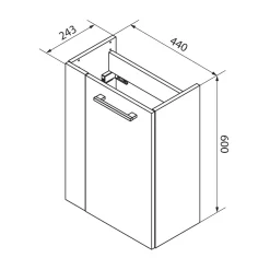 Fackelmann Gäste-WC Waschtischunterschrank rechts SBC 440 x 600 x 243 mm Sandeiche/Weiß