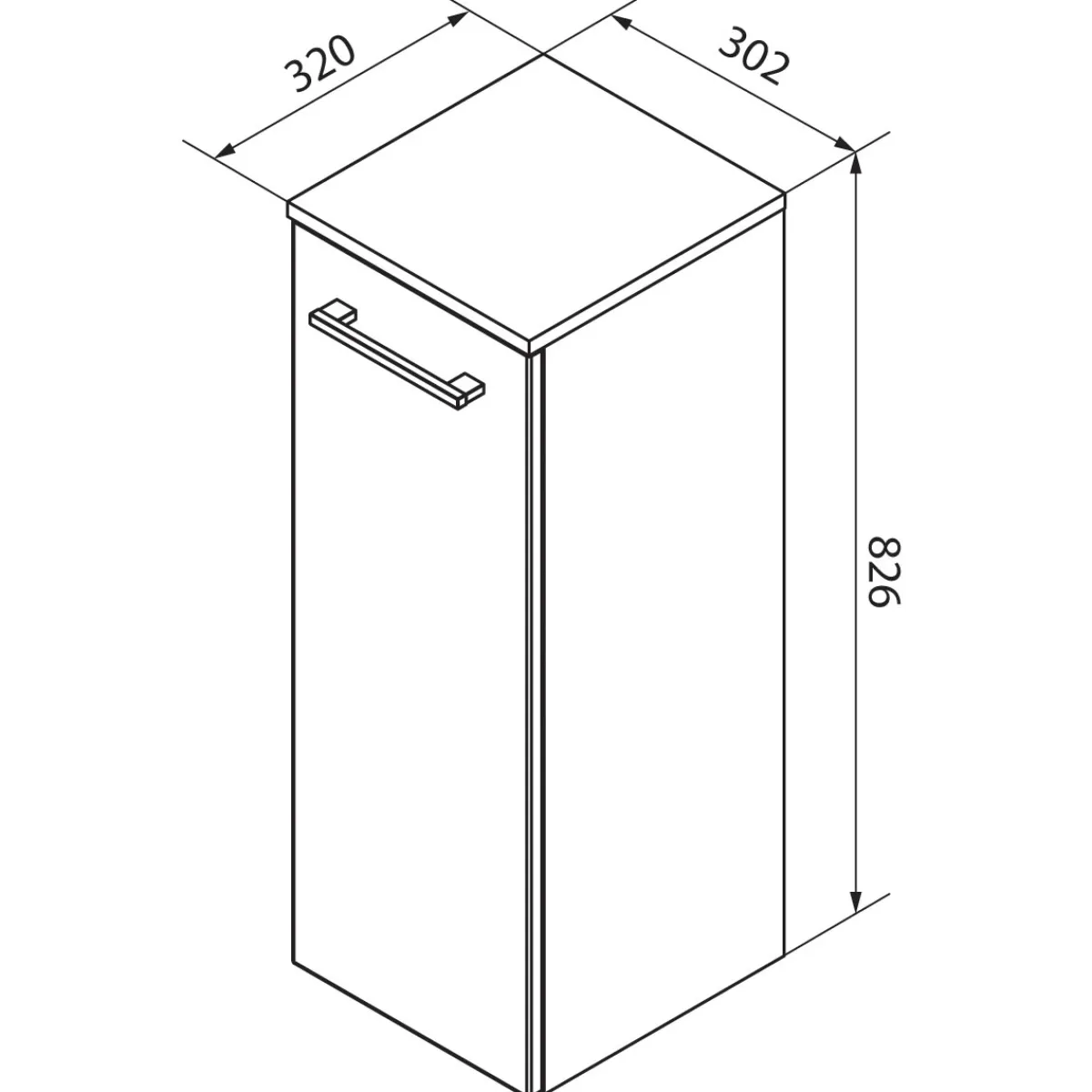Midischrank rechts B.Style 302 x 826 x 320 mm Sandeiche/Weiß*Fackelmann