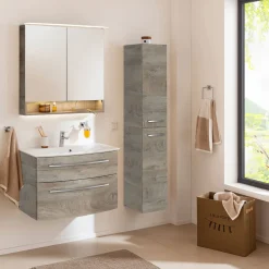 Spiegelschrank B.Style 800 x 812 x 153 mm Nature Oak LED^Fackelmann Online