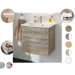 Fackelmann Waschtisch-Set B.Style 632 x 543 x 460 mm Nature Oak/Weiß