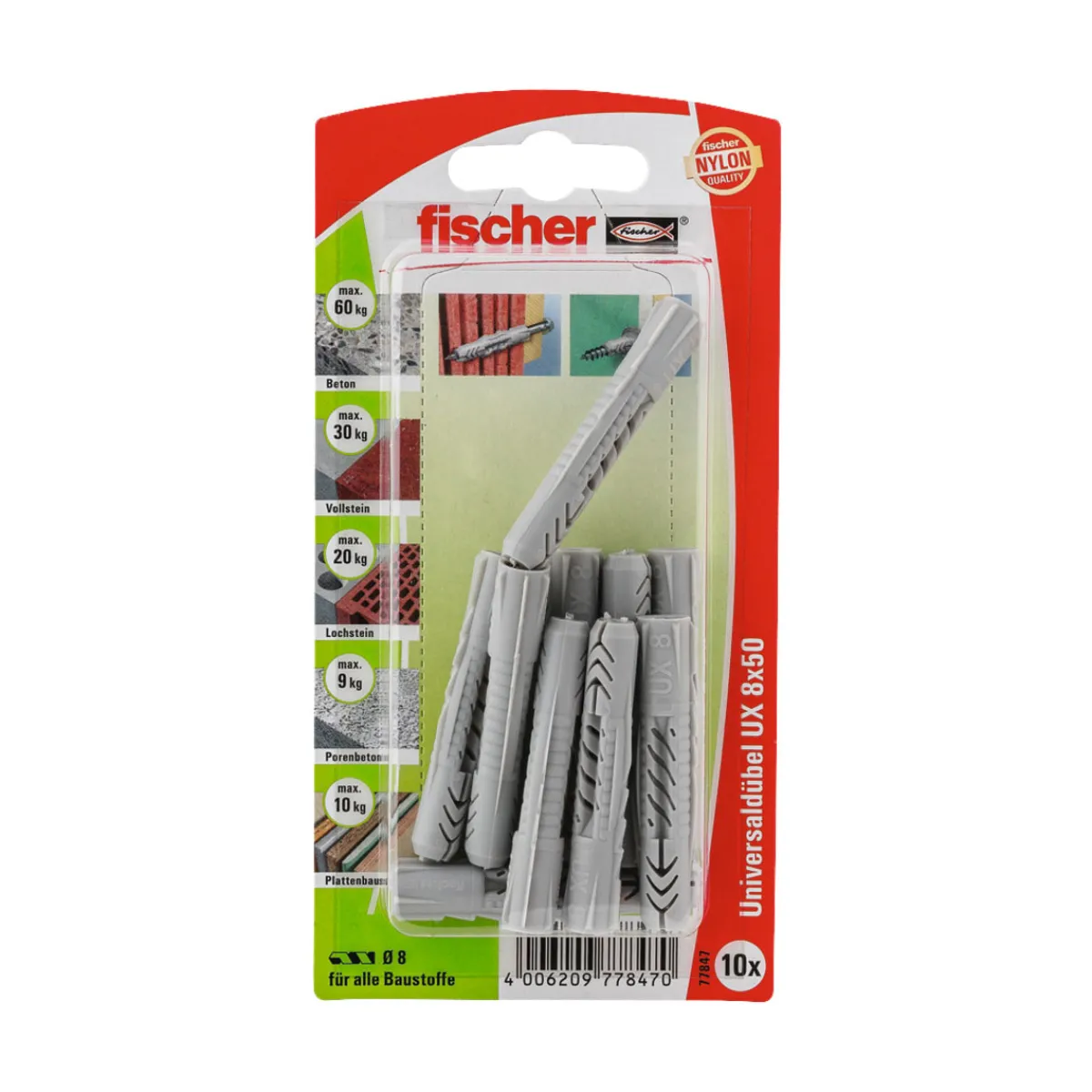 Universaldübel UX 8 x 50 mm 10 Stück*Fischer Best