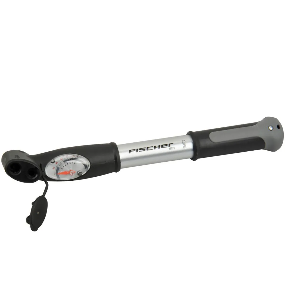Fischer Bikes Mini-Pumpe mit Doppelhub Duokopf silber