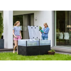 Garantia Hochbeet Ergo Quadro TurboPlus 2 L 80 Stone, inkl. FLORA Wassersparsystem