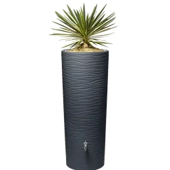 Garantia Regentonne Natura 2in1 350 Liter graphite grey inkl. Pflanzschale