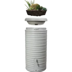 Garantia Regentonne Nordic 2in1 300 Liter steingrau inkl. Pflanzschale