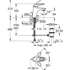 Einhand-Waschtischbatterie Eurostyle S-Size Hebel offen chrom*Grohe Online