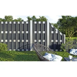 Zaun-Grundelement WPC/Alu 180 x 180 cm anthrazit/silber^Hartmann Best
