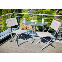 Balkon-Set Brüssel anthrazit bestehend aus 2 Stühlen und 1 Tisch^Haveson Clearance