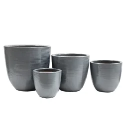 Pflanztopf Feine Rille 28 x 27 cm grau glasiert*Haveson Outlet