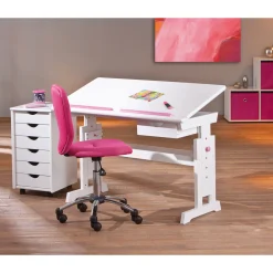Schreibtisch „Baru“, mit Schublade, rosa weiß, 109x90x55 cm*Inter Link New