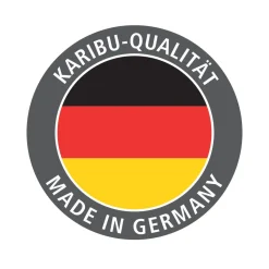 Blockbohlenhaus Radeburg 2 terragrau mit Anbaudach und Rückwand*Karibu Outlet
