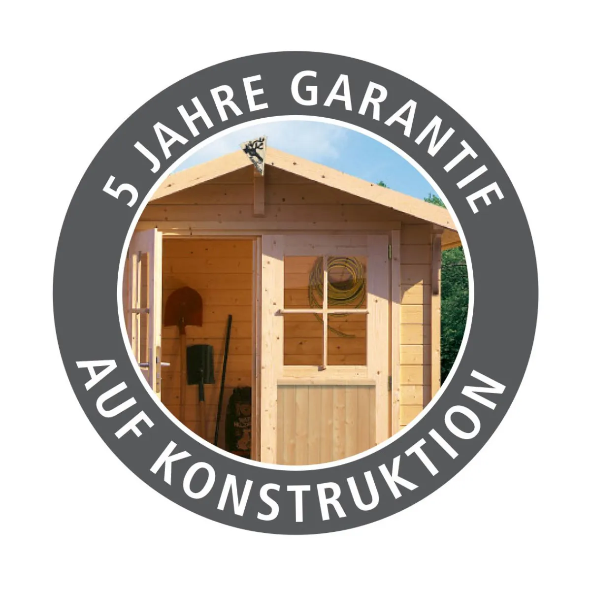 Gartenhaus Askola 4 terragrau mit Anbaudach und Seiten*Karibu Discount