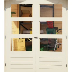 Gartenhaus Askola 4 terragrau mit Anbaudach und Seiten*Karibu Discount