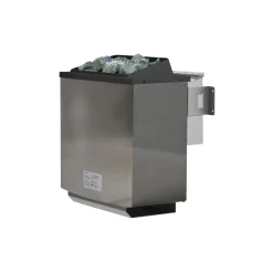 Saunahaus- Set „Mikka“ terragrau mit Ofen 9 kW Bio ext. Steuerung*Karibu New