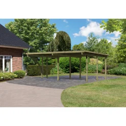 Doppelcarport Eco 1 Variante B inkl einem Einfahrtsbogen*Karibu Clearance