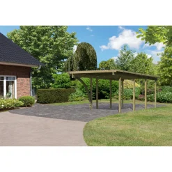 Einzelcarport Eco 2 Variante B inkl einem Einfahrtsbogen Tiefe 576 cm*Karibu Clearance