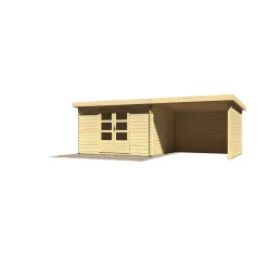 Gartenhaus Bastrup mit Schleppdach 300 cm und Seiten-/Rückwand naturbelassen 357 x 297 x 222 cm*Karibu Discount