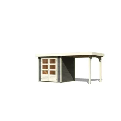Gartenhaus-Set Askola 2 mit Anbaudach 2,40 m terragrau*Karibu