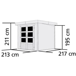 Gartenhaus-Set Askola 2 mit Anbaudach 2,40 m terragrau*Karibu