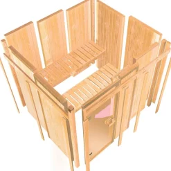 Sauna Malin Eckeinstieg 9 kW externe Strg modern Tür graphit ohne Kranz*Karibu New